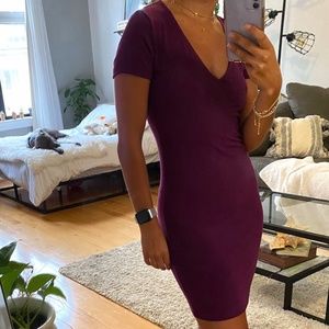 Deep Purple Bodycon Midi Dress